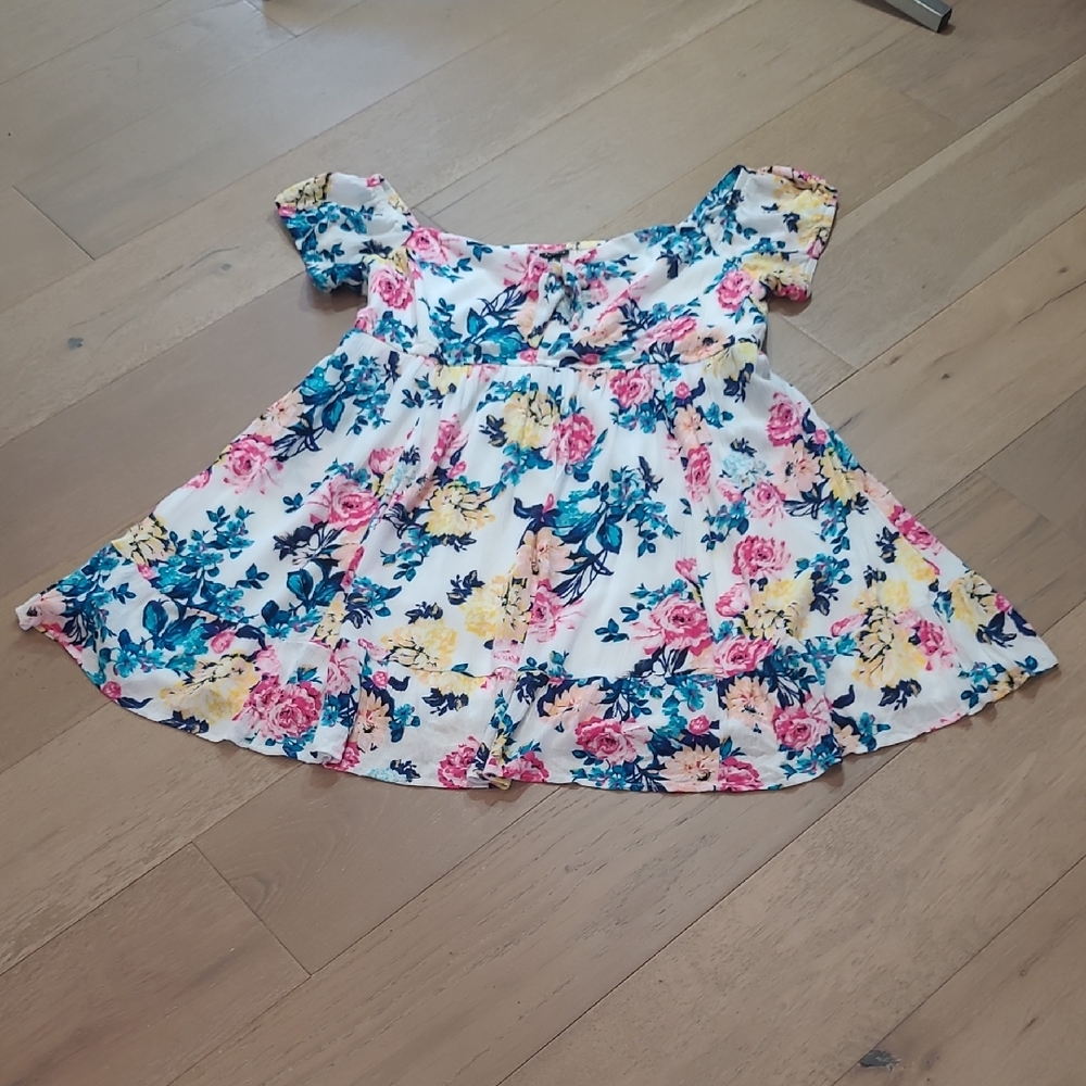 Torrid Mini Gauze Puff Sleeve Skater Dress Women's sz 2X Floral Mini Dress